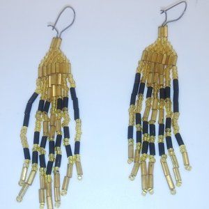 Black & Gold Beaded Earrings